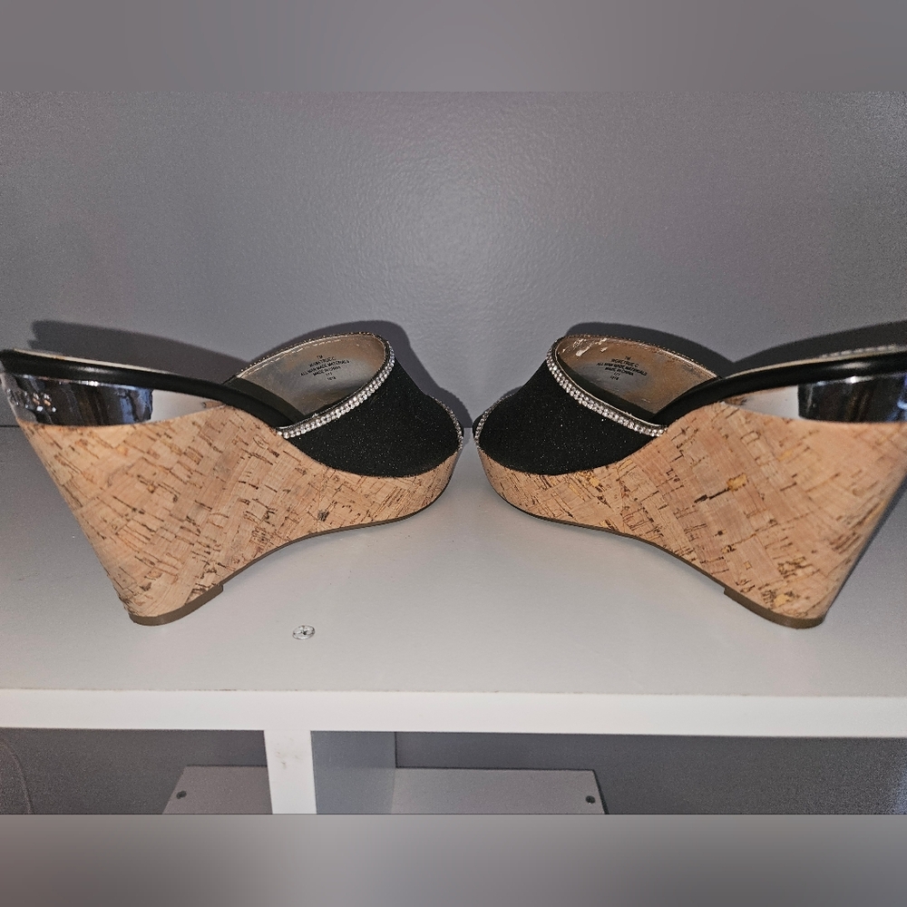 Guess Black & Bling Platform Wedges 🖤 Size 7 - Picture 5 of 9